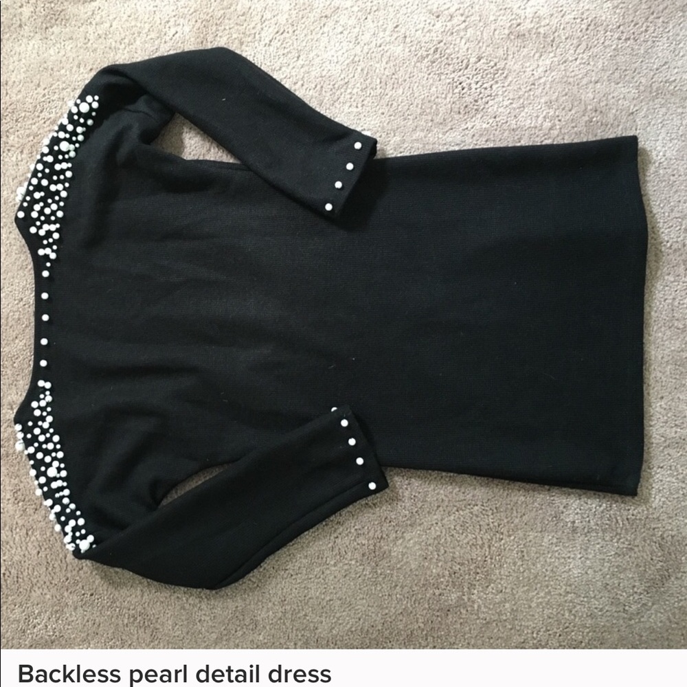 XS black pearl detail dress